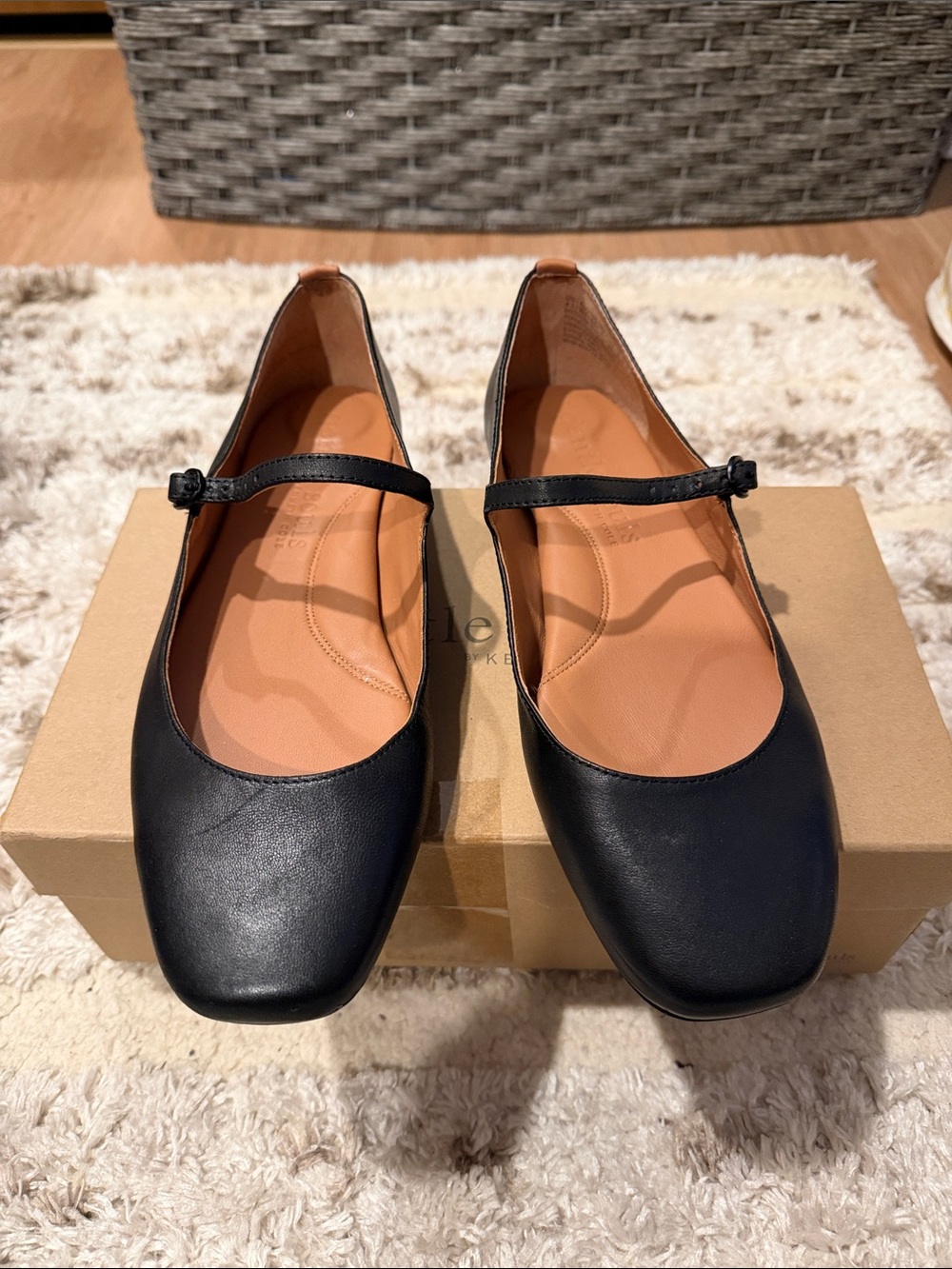 gentle souls Black Mary Jane Flats with Strap